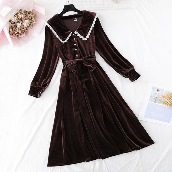 dresses vintage veet women spring autumn sweet doll collar long sleeve black bandage es elegant party, Black;gray
dresses vintage veet women spring autumn sweet doll collar long sleeve black bandage es elegant party, Black;gray