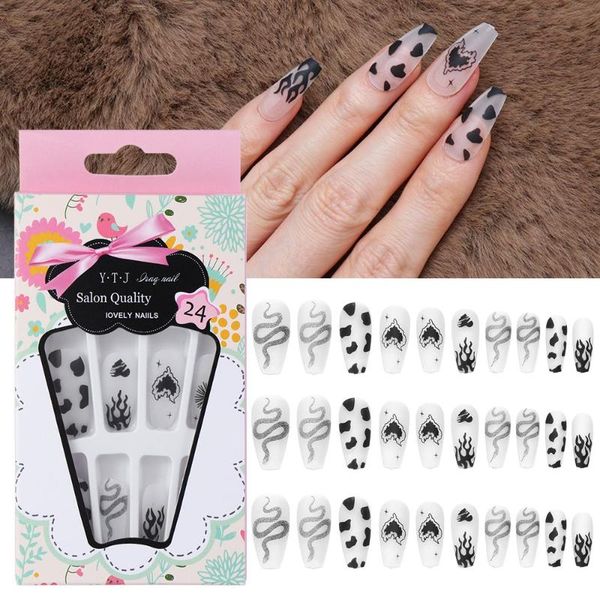 false nails 24pcs/box press on artificial detachable full cover snake flame coffin fake nail tips wearable, Red;gold
false nails 24pcs/box press on artificial detachable full cover snake flame coffin fake nail tips wearable, Red;gold