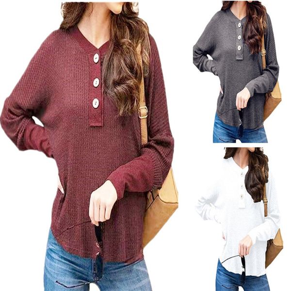 autumn and winter 2021 european and american women's new waffle long sleeve v-neck loose button t-shirt, White
autumn and winter 2021 european and american women's new waffle long sleeve v-neck loose button t-shirt, White