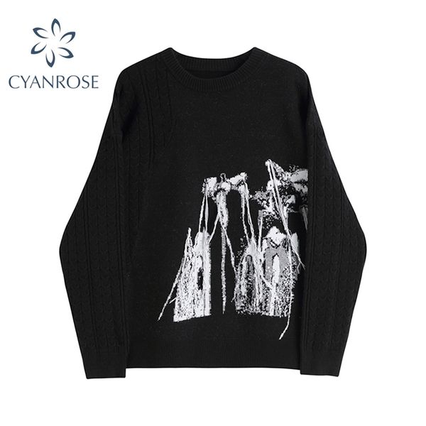 vintage character sweater women black streetwear pullover lady long sleeve knitwear o-neck female loose warm sweaters 210430, White;black
vintage character sweater women black streetwear pullover lady long sleeve knitwear o-neck female loose warm sweaters 210430, White;black