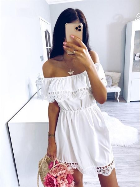 summer elegant sweet lace white womens dresses stylish slash neck mini casual beach sundress female vestidos, Black;gray
summer elegant sweet lace white womens dresses stylish slash neck mini casual beach sundress female vestidos, Black;gray