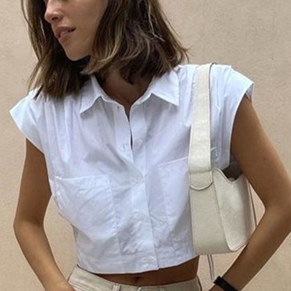 women office lady blouse summer arrival solid patchwork button short slim casual chic simple wild fashion shirt 210514, White
women office lady blouse summer arrival solid patchwork button short slim casual chic simple wild fashion shirt 210514, White