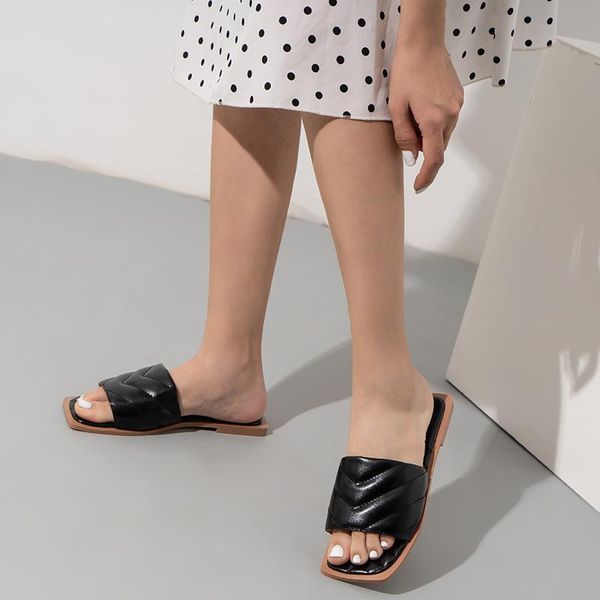 women's shoes slippers casual pu leather open square toe non-slip fashion flat comfortable solid breathable outdoor female, Black
women's shoes slippers casual pu leather open square toe non-slip fashion flat comfortable solid breathable outdoor female, Black