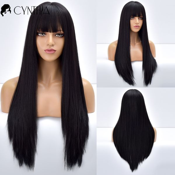 dark black synthetic wig with bangs long straight for black white women daily heat resistant natural fiber hair cosplay wig
dark black synthetic wig with bangs long straight for black white women daily heat resistant natural fiber hair cosplay wig