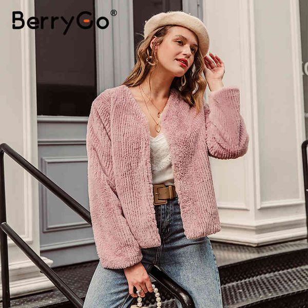 berrygo chic solid hairy women fur coat v-neck long sleeve hidden buckle soft teddy jacket high street warm winter 210513, Black
berrygo chic solid hairy women fur coat v-neck long sleeve hidden buckle soft teddy jacket high street warm winter 210513, Black
