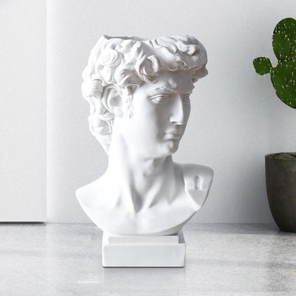 resin vase home decoration makeup brush storage box pen holder european style david head sculpture model props vases
resin vase home decoration makeup brush storage box pen holder european style david head sculpture model props vases