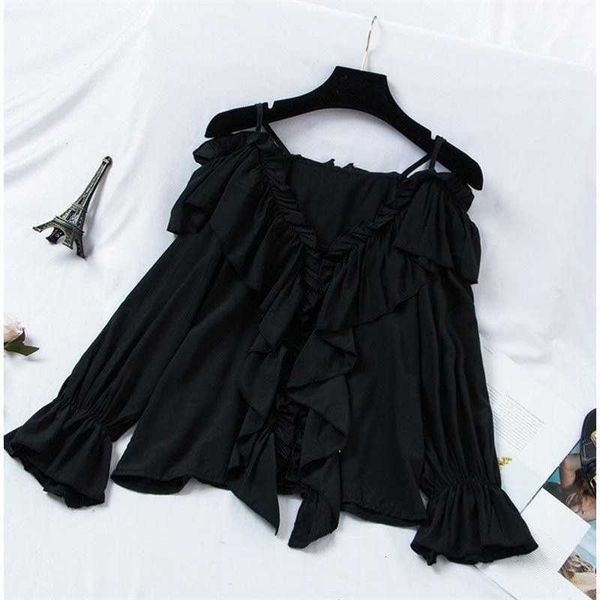 fashion women blouses long sleeve shirts white chiffon blouse shirt slash neck off shoulder 210601 
fashion women blouses long sleeve shirts white chiffon blouse shirt slash neck off shoulder 210601