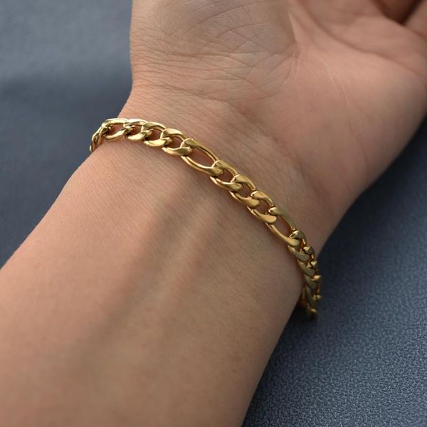 link, chain stainless steel 5mm gold silver color sideways bracelet for women men party gifts wedding fashion jewelry 8 inch, Black
link, chain stainless steel 5mm gold silver color sideways bracelet for women men party gifts wedding fashion jewelry 8 inch, Black