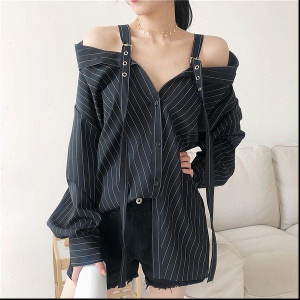 nclagen shoulder bare single womens shirts breasted long sleeve personality casual streetwear female autumn spring top, White
nclagen shoulder bare single womens shirts breasted long sleeve personality casual streetwear female autumn spring top, White