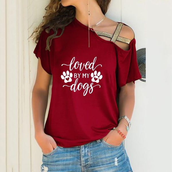 loved by my dogs loose irregular t-shirt women harajuku skew neck cross bandage for female animal lover gift women's, White
loved by my dogs loose irregular t-shirt women harajuku skew neck cross bandage for female animal lover gift women's, White