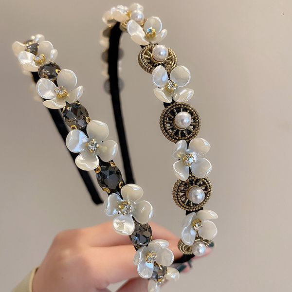 pearl diamond flower hairband fashion dongdamen forest temperament hair accessories simple fairy fresh fashion headdress girl, Golden;silver