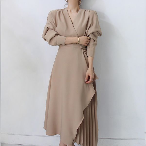 paris girl fashion vintage long sleeve maxi dress women spring high waist elegant v-neck cross irregular dresses vestidos 210524, Black;gray
paris girl fashion vintage long sleeve maxi dress women spring high waist elegant v-neck cross irregular dresses vestidos 210524, Black;gray