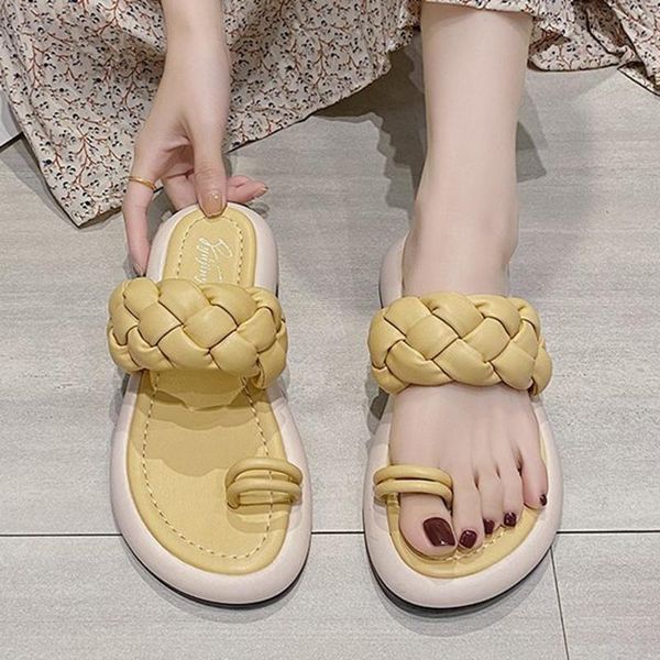 rimocy 2021 soft pu leather woven flat slippers women summer solid color clip toe platform slides woman thick bottom beach shoes, Black
rimocy 2021 soft pu leather woven flat slippers women summer solid color clip toe platform slides woman thick bottom beach shoes, Black