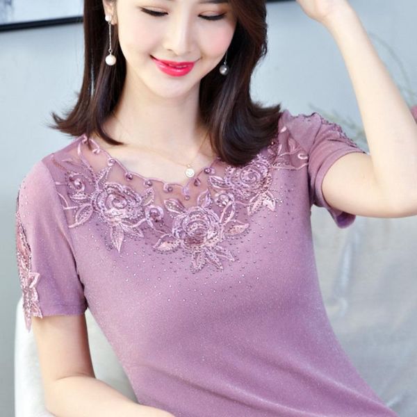 women's t-shirt women stylish bright silk floral embroidery chic t shirt lace mesh patchwork solid slim bottoming 2021 summer casual s, White
women's t-shirt women stylish bright silk floral embroidery chic t shirt lace mesh patchwork solid slim bottoming 2021 summer casual s, White