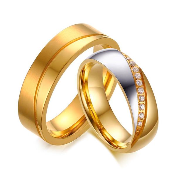 wedding rings for women/men inlay cz stones stainless steel gold color engagement jewelry, Slivery;golden
wedding rings for women/men inlay cz stones stainless steel gold color engagement jewelry, Slivery;golden