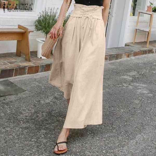 women's pants & capris 2021 summer wide leg women high elastic waist trouser zanzea solid cotton bottoms casual loose bandage long pant, Black;white
women's pants & capris 2021 summer wide leg women high elastic waist trouser zanzea solid cotton bottoms casual loose bandage long pant, Black;white