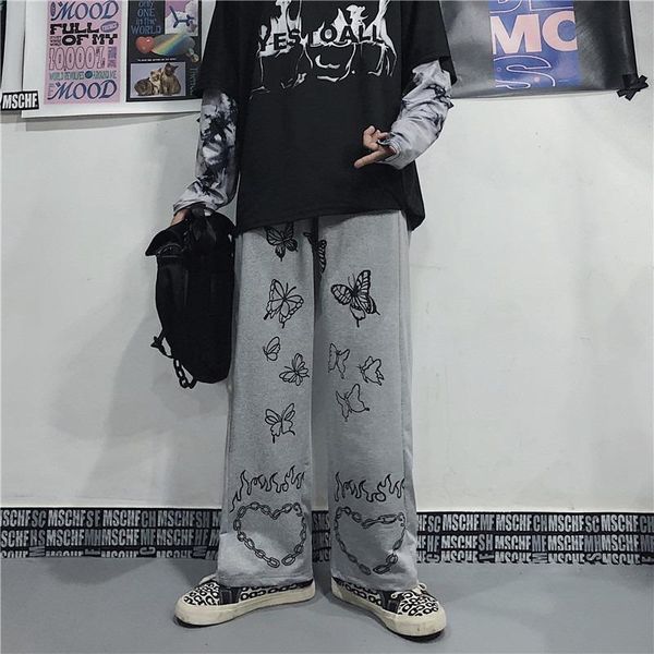women's pants & capris 2021 retro wide leg winter fashion harajuku love printed loose casual korean high waist sports, Black;white
women's pants & capris 2021 retro wide leg winter fashion harajuku love printed loose casual korean high waist sports, Black;white