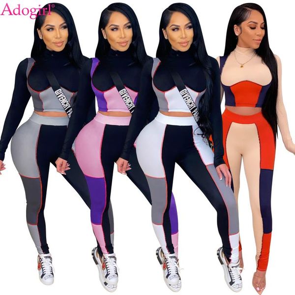 women's two piece pants adogirl casual color patchwork sporty gym set long sleeve crop pencil tracksuit fitness active outdoor suit, White
women's two piece pants adogirl casual color patchwork sporty gym set long sleeve crop pencil tracksuit fitness active outdoor suit, White