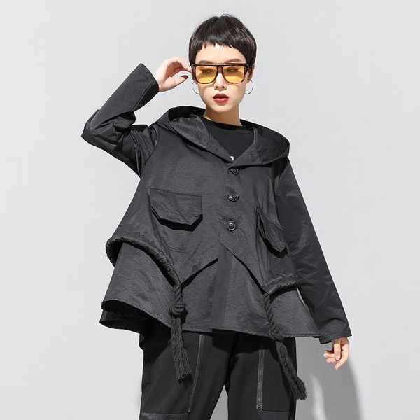 women's jackets large short coat personality hooded baby shirt version a top, Black;brown
women's jackets large short coat personality hooded baby shirt version a top, Black;brown