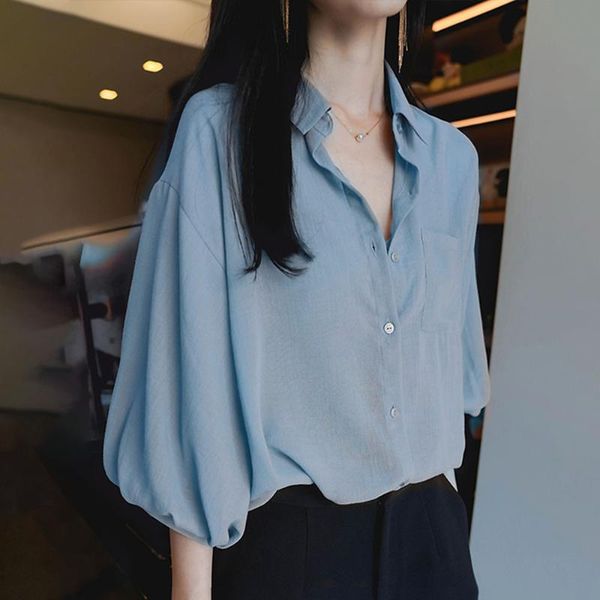women's blouses & shirts blouse doresuwe plain fold collar puff sleeve date ladies fashion 3/4 medium long shirt 2021 style, White
women's blouses & shirts blouse doresuwe plain fold collar puff sleeve date ladies fashion 3/4 medium long shirt 2021 style, White