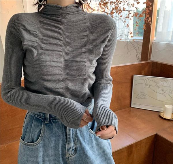 women's sweaters 2021 long sleeve knitted jumpers women ladies high elastic pullovers slim autumn winter basic sweater, White;black
women's sweaters 2021 long sleeve knitted jumpers women ladies high elastic pullovers slim autumn winter basic sweater, White;black
