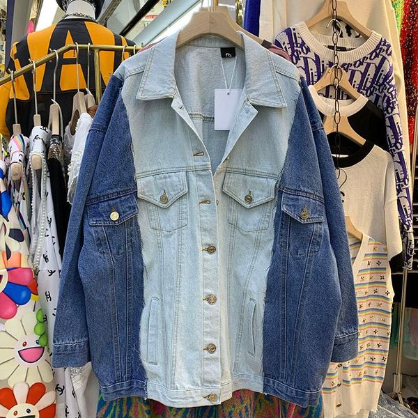 women's jackets harajuku denim jacket for women 2021 autumn loose korean contrast color stitching irregular oversized jean streetwear, Black;brown
women's jackets harajuku denim jacket for women 2021 autumn loose korean contrast color stitching irregular oversized jean streetwear, Black;brown
