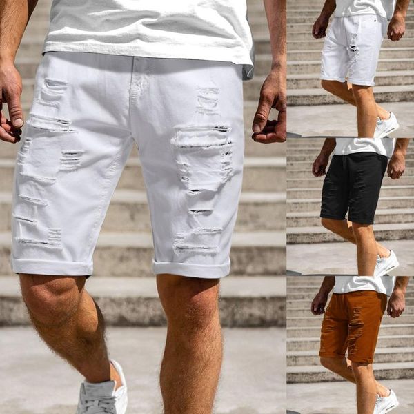men's shorts summer casual men solid color hole ripped spring fashion fitness bodybuilding sports workout running jogger, White;black
men's shorts summer casual men solid color hole ripped spring fashion fitness bodybuilding sports workout running jogger, White;black