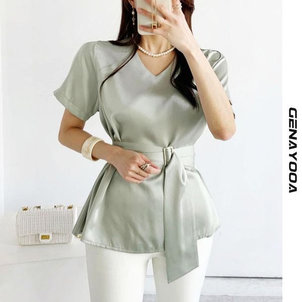 genayooa women's t-shirt 2021 summer korean tee shirt femme satin ladies short sleeve elegant chic t women office, White
genayooa women's t-shirt 2021 summer korean tee shirt femme satin ladies short sleeve elegant chic t women office, White