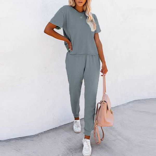 women casual solid suits fashion short sleeve pullover and long pants jogging two piece set female streetwear tracksuits 210709, White
women casual solid suits fashion short sleeve pullover and long pants jogging two piece set female streetwear tracksuits 210709, White