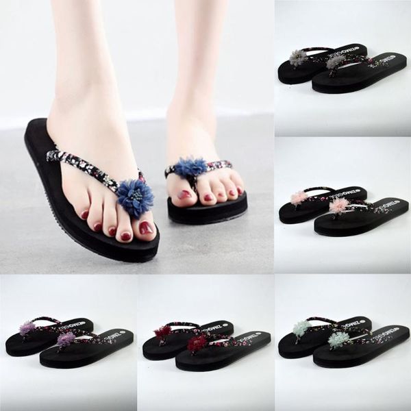women's slippers summer bohemian floral platform non-slip female casual soft beach walk sandals shoes c40#, Black
women's slippers summer bohemian floral platform non-slip female casual soft beach walk sandals shoes c40#, Black