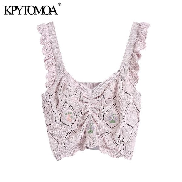 women fashion floral embroidery cropped knitted tank vintage wide straps with ruffles female camis mujer 210416, White
women fashion floral embroidery cropped knitted tank vintage wide straps with ruffles female camis mujer 210416, White