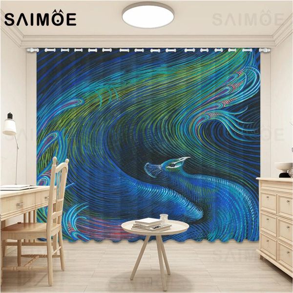 curtain & drapes peacocks living room blue feather birds animal bedroom red parrot curtains for children ultra micro shading