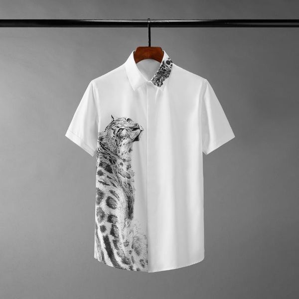 men's casual shirts leopard printed summer male luxury short sleeve mens dress fashion slim fit party man plus size 4xl, White;black
men's casual shirts leopard printed summer male luxury short sleeve mens dress fashion slim fit party man plus size 4xl, White;black