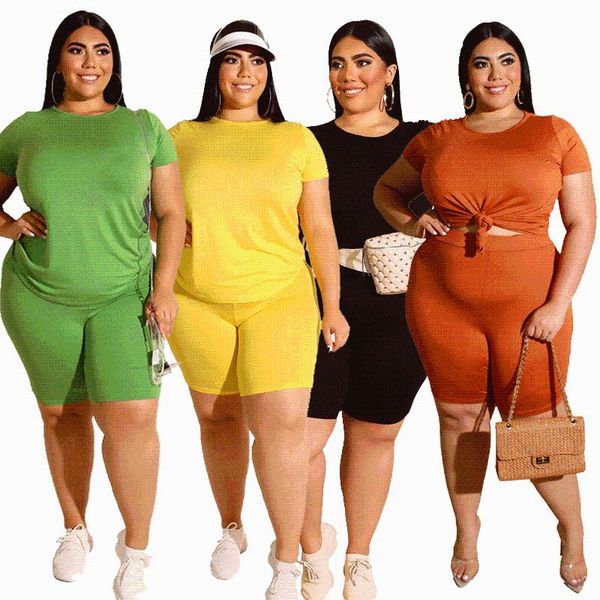 plus size tracksuits women clothing two piece set 4xl wholesale drop short sleeves solid shorts sets crop elastic waist pants, Black
plus size tracksuits women clothing two piece set 4xl wholesale drop short sleeves solid shorts sets crop elastic waist pants, Black