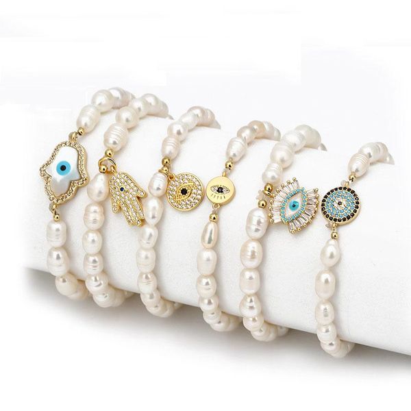 charm bracelets irregular pearl beads fatima' palm blue turkish evil eye bracelet adjustable for women girls fashion jewelry, Golden;silver
charm bracelets irregular pearl beads fatima' palm blue turkish evil eye bracelet adjustable for women girls fashion jewelry, Golden;silver