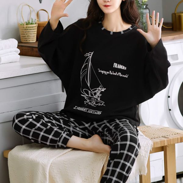 womens home clothes cotton home suit lounge wear long sleeved trousers plaid pants ladies pajamas simple style pijamas, Black;red
womens home clothes cotton home suit lounge wear long sleeved trousers plaid pants ladies pajamas simple style pijamas, Black;red