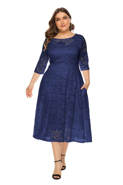 new autumn dress mid-length skirt long-sleeved hollow lace pocket plus size, Black;gray
new autumn dress mid-length skirt long-sleeved hollow lace pocket plus size, Black;gray