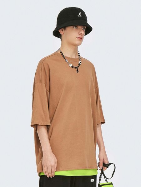 men solid drop shoulder tee without bag z9am#, White;black
men solid drop shoulder tee without bag z9am#, White;black