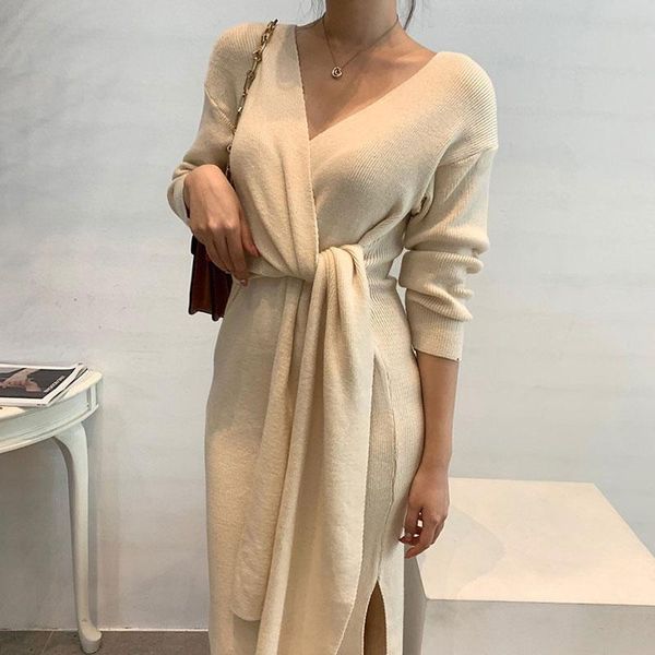 casual dresses elegant knit for women fall winter 2021 fashion long sleeve v neck a line sweater midi dress with side belt, Black;gray
casual dresses elegant knit for women fall winter 2021 fashion long sleeve v neck a line sweater midi dress with side belt, Black;gray