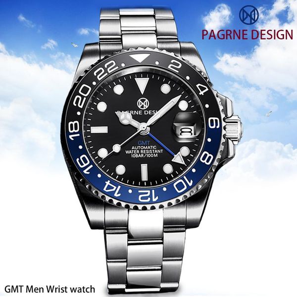 wristwatches pagrne design men's wrist watch stainless steel gmt mechanical automatic 100m waterproof sapphire glass business clock, Slivery;brown
wristwatches pagrne design men's wrist watch stainless steel gmt mechanical automatic 100m waterproof sapphire glass business clock, Slivery;brown