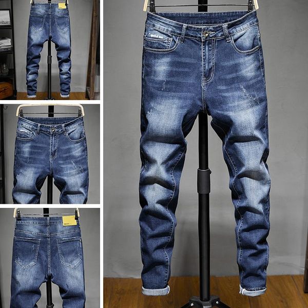 men's jeans fashion casual small straight slim trend spring and autumn korean version, Blue
men's jeans fashion casual small straight slim trend spring and autumn korean version, Blue