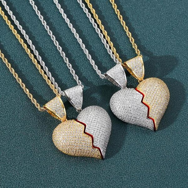 iced out couple necklace two halves heart broken combination pendant cubic zirconia chain hip hop gifts necklaces, Silver
iced out couple necklace two halves heart broken combination pendant cubic zirconia chain hip hop gifts necklaces, Silver
