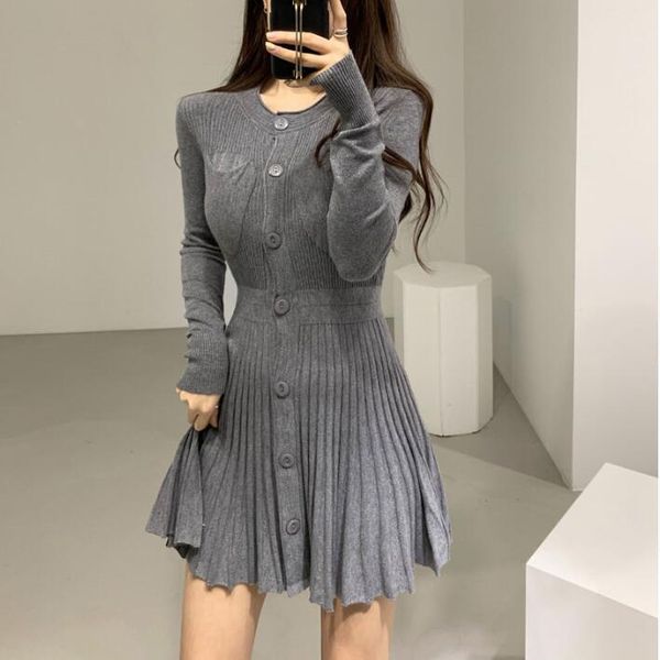 casual dresses fall women dresses winter womens breasted knit pleated acrylic dress, Black;gray
casual dresses fall women dresses winter womens breasted knit pleated acrylic dress, Black;gray