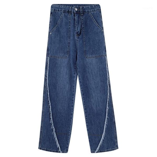 women's jeans high waist women spring autumn loose straight leg chic design sense public street girl pants fried tide, Blue
women's jeans high waist women spring autumn loose straight leg chic design sense public street girl pants fried tide, Blue