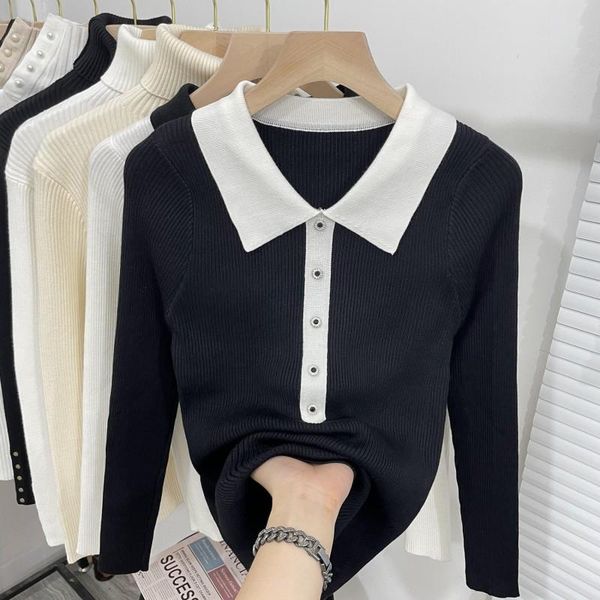 women's sweaters black white knitted korean style fashion pullovers for ladies autumn winter 2021 clothing sweater blouse female, White;black
women's sweaters black white knitted korean style fashion pullovers for ladies autumn winter 2021 clothing sweater blouse female, White;black