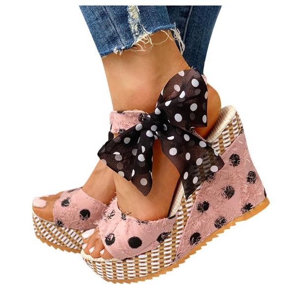 dress shoes women's ladies platform wedges heel sandals fashion dot lace-up footwear wedge slides beach chaussures, Black
dress shoes women's ladies platform wedges heel sandals fashion dot lace-up footwear wedge slides beach chaussures, Black