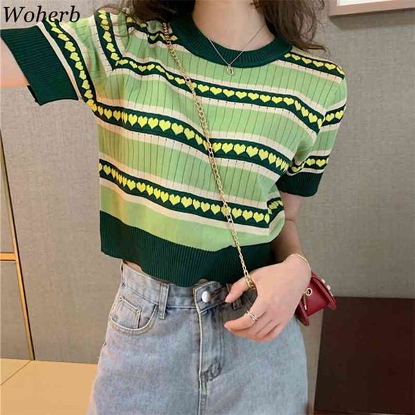 summer basic thin knitted women striped t shirt korean style casual lady elegant crop t-shirts 210519, White
summer basic thin knitted women striped t shirt korean style casual lady elegant crop t-shirts 210519, White