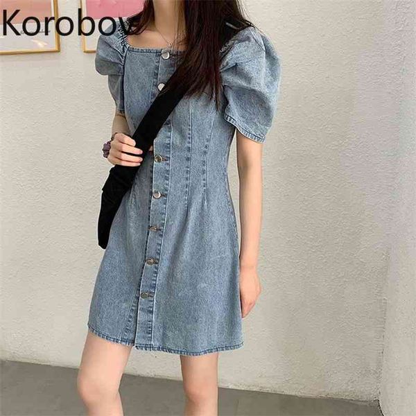 korobov korean puff sleeve women dresses vintage high waist a-line female denim dress new summer chic button vestidos 210430, Black;gray
korobov korean puff sleeve women dresses vintage high waist a-line female denim dress new summer chic button vestidos 210430, Black;gray