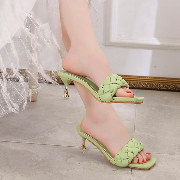 slippers drop sale summer weave leather high heels women solid color square toe thin ladies sandals outdoor slides, Black
slippers drop sale summer weave leather high heels women solid color square toe thin ladies sandals outdoor slides, Black