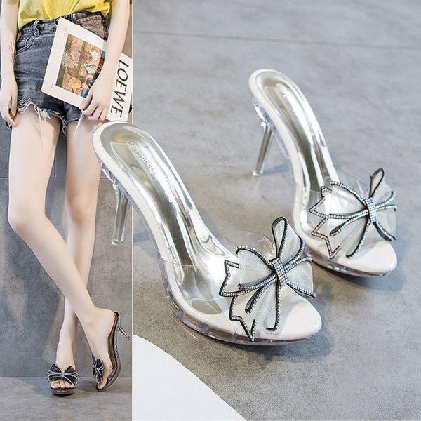 dress shoes summer sandals women bow transparent belt thin heel female korean fashion, Black 
dress shoes summer sandals women bow transparent belt thin heel female korean fashion, Black